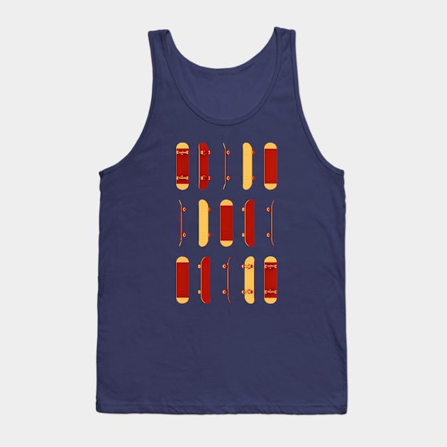 Skateboard Rows of Rotating Boards Tank Top by AKdesign